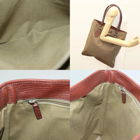 Salvatore Ferragamo Gancini Tote Bag Canvas Brown Silver Auth - Picture 16 of 16